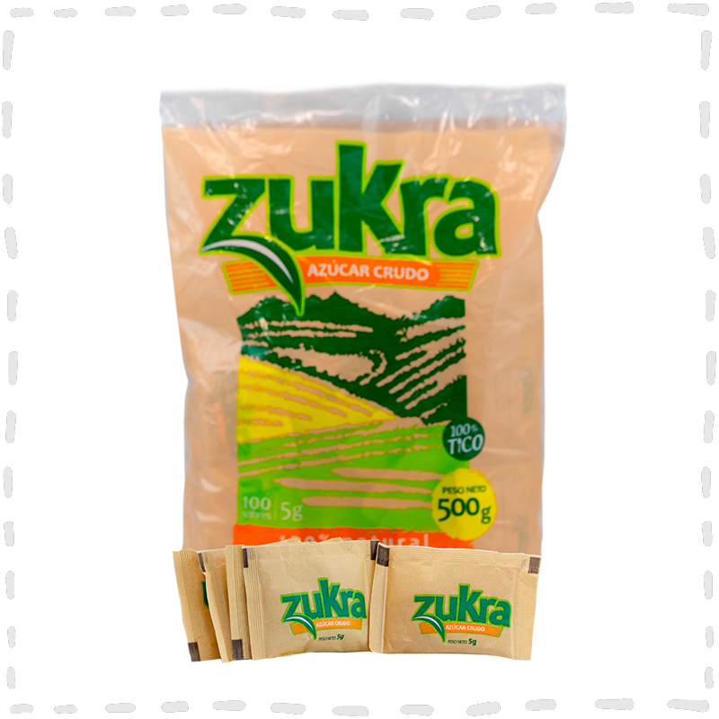AZUCAR CRUDO ZUKRA SACHETS 100 SOBRES 12 PAQUETES X 2 KG 24 KG